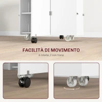 Tavolo a Ribalta Pieghevole con Ripiani a 3 Livelli, Box e Rotelle, in MDF, 130x80x76.5 cm, Bianco