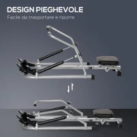 Vogatore Pieghevole, 4 Livelli di Resistenza e Display, Acciaio e ABS, 129x70x70 cm