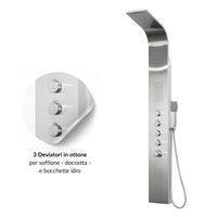 Colonna doccia termostatica siria 4 funzioni getto a cascata bocchette lombari *** finitura- spazzolato, confezione 1