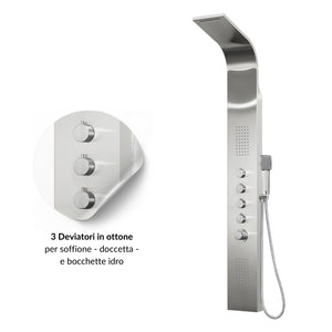 Colonna doccia termostatica siria 4 funzioni getto a cascata bocchette lombari *** finitura- spazzolato, confezione 1