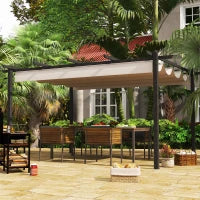 Pergola Gazebo da Giardino 3.96x2.96m con Tettuccio Retrattile e Struttura in Alluminio