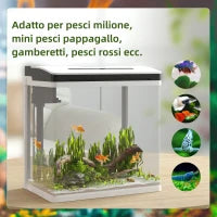 Acquario da 13L a Illuminazione LED con Fori di Ventilazione, in Vetro HD e ABS, 29x20x30.5 cm