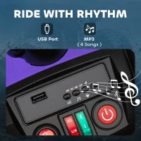 Quad Elettrico per Bambini da 24V, con Fari, Porta USB e Funzione MP3, per Bambini di 3-8 Anni, Viola