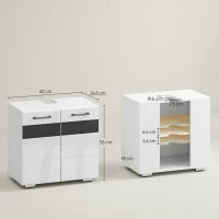 kleankin Mobile Sottolavabo in MDF con Armadietto a 2 Livelli con Ripiano Regolabile, 60x36.5x56 cm, Bianco