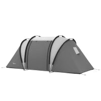 Tenda da Campeggio per Famiglie da 4-5 Persone con 2 Camere 3 Finestra, Sacco da Trasporto, Impermeabile, 450L x 220l x 180Hcm, Grigio