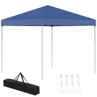 Gazebo Pieghevole e Impermeabile in Tessuto Oxford con Corde e Picchetti, 2.45x2.45x2.45 m, Blu
