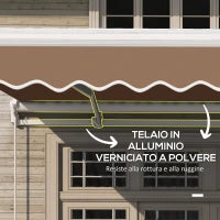 Tenda da Sole per Esterno Avvolgibile a Manovella in Metallo e Alluminio, 4x2.5m, Rosso Ruggine