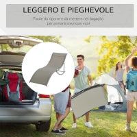 Set 2 Sdraio da Giardino Pieghevoli, Lettino Prendisole in Alluminio e Textilene, 61x165x63cm