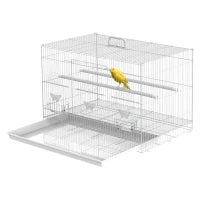 Gabbia per Uccelli in Metallo con Posatoi, Ciotole per Cibo e Maniglia, 60x41x41cm