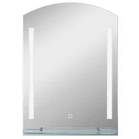 kleankin Specchio per Bagno con Luce LED Regolabile a 3 Colori e Mensola in Vetro, 50x12x70 cm, Argento