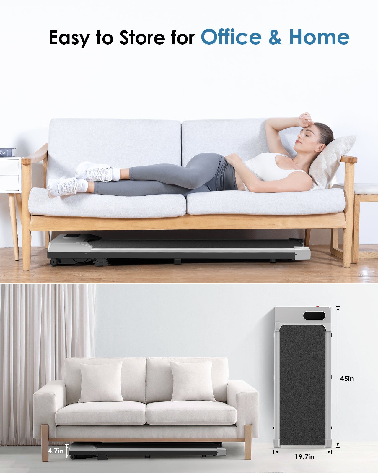 Tapis Roulant per casa e ufficio - RATTANTREE - Display a LED - 8km/h - Capacity 120 kg - Argenteo