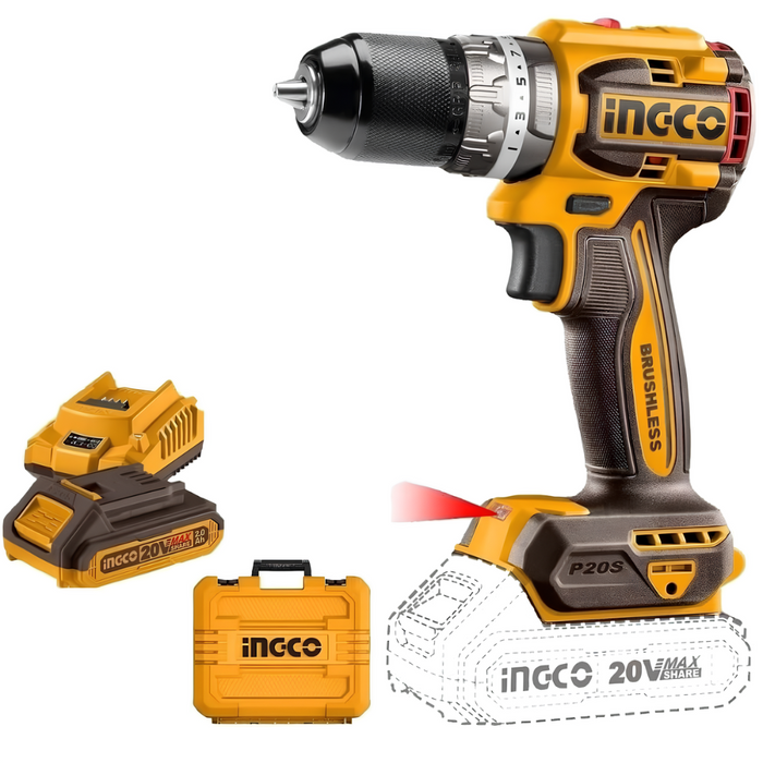 Trapano percussione 20v 1 caricabatterie 2 batterie 2ah valigetta inclusi