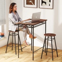 Tavolo Alto da Cucina con 2 Sgabelli Industrial Scaffale Aperto Poggiapiedi Risparmio di Spazio per Spazi Ridotti