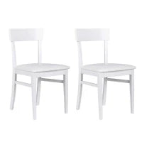 E-STYLO Sedia in legno laccato bianco con seduta rivestita in similpelle, imbottita, 44cm X 45cm H. 82cm.