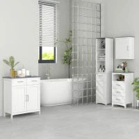 kleankin Mobiletto Bagno con Scaffale Aperto e 3 Cassetti in MDF, 40x33x80cm, Bianco