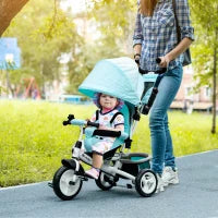 Triciclo per Bambini +12 Mesi con Maniglia Spingi estraibile Borsetta per Mamma e Portabottiglie Verde Menta