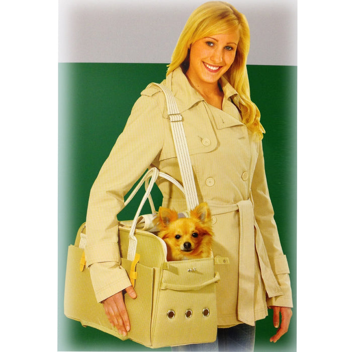 Borsa per cani e gatti a tracolla beige draagtas