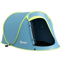 Tenda da Campeggio Pop Up Impermeabile con Accessori e Borsa di Trasporto, 245x148x105 cm, Blu