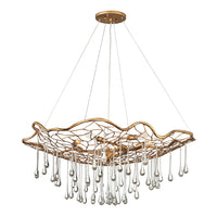 Lampadario Contemporaneo Laguna Acciaio Oro Brunito Vetro 6 Luci E14