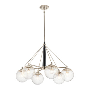 Lampadario Contemporaneo Marilyn Acciaio Nichel Lucido Vetro 6 Luci E27