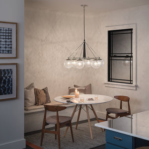 Lampadario Contemporaneo Marilyn Acciaio Nichel Lucido Vetro 6 Luci E27