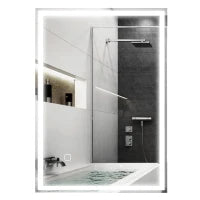 Specchio per Bagno Touch con Luci LED, Specchio da Parete, 50cm x 70cm x 4cm, Bianco