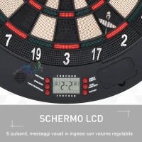 Bersaglio Freccette Elettronico per 8 Giocatori con 6 Freccette, Schermo LCD, 2 Porte e 26 Modalità di Gioco