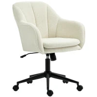 Sedia da ufficio con rivestimento in tessuto effetto velluto e schienale ad arco, Beige