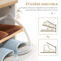 Mobile per Scarpe in Stile Scandinavo con 3 Ante, 70 x 23,5 x 122 cm, Bianco