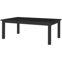 Tavolino Rettangolare con Piano a Doghe per Interno/Esterno, in Alluminio, 100 x 60 x 37 cm, Nero
