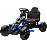 Kart Pedali per Bambini di +3 Anni con Frizione Automatica Freno Ruote Antiscivolo in EVA e Telaio Metallico Blu