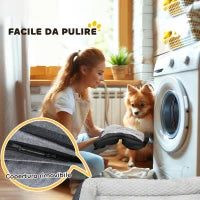 Lettino per Cani Taglia Grande Imbottito con Cuscino Rimovibile Lavabile, 120x80x22cm, Grigio Carbone