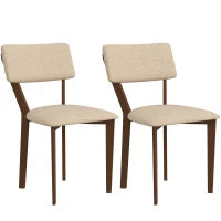 Set di 2 sedie da sala da pranzo sedie da cucina con schienale gambe in legno tessuto effetto lino 49 x 56 x 85 cm beige