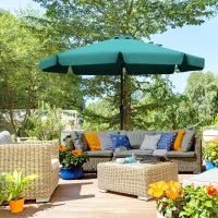 Ombrellone Rotondo Inclinabile con Manovella, in Alluminio, Metallo e Poliestere, Ø266x248.5 cm, Verde