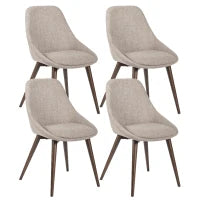 E-STYLO Sedia da pranzo in tessuto marrone chiaro con gambe e struttura in massello di noce, 58cm X 49cm H. 85cm.