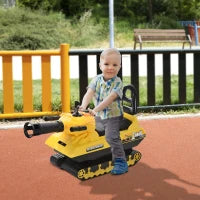Macchina Cavalcabile per Bambini con Cannone Spara Palline e Vano Contenitore, Carro Armato per Bambini 3+Anni, 68x24x41.5cm, Giallo