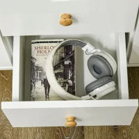 Credenza Moderna in Legno con 3 Cassetti e 2 Armadietti a 2 Livelli, 90x32x80 cm, Bianco