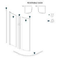 Ogomondo box doccia semicircolare bianco due ante cristallo temprato *** misure 87-89,5x87-89,5xh185 cm trasparente, ...