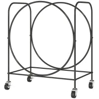 Portalegna Metallico per Camino con Ruote, per Interno ed Esterno 51x30x60 cm Nero