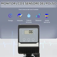 Cyclette Orizzontale Magnetica 8 Resistenze, Display LCD, Sedile Regolabile ed Elastici per Braccia