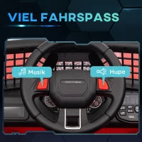 Auto Elettrica per Bambini con Ammortizzazione Dolce, Telecomando, Luci a LED, Clacson, Motori da 12V, in Plastica e Metallo, Rosso