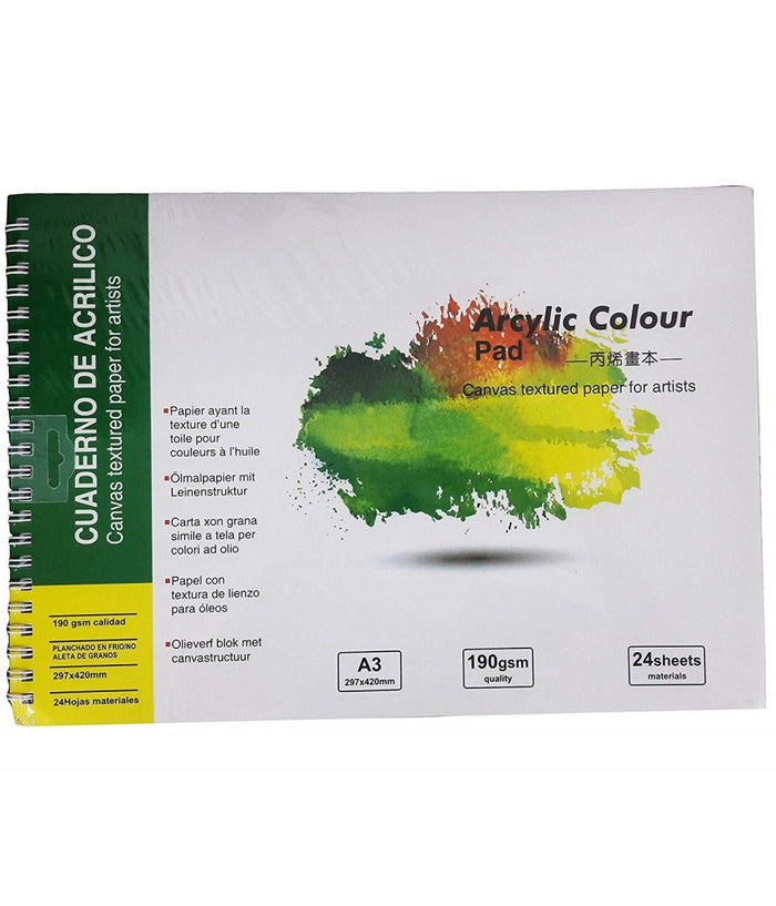 Quaderno Blocco Carta Colori Ad Olio A3 297x420mm Album Foglio 190gsm 24 Disegno         