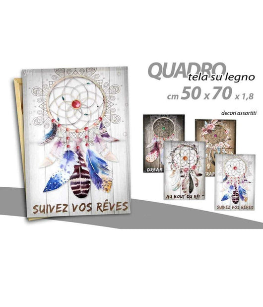 Quadro Decorativo Tela Su Legno Decoro Indian 50x70x1,8cm Decori Assortiti 743474         