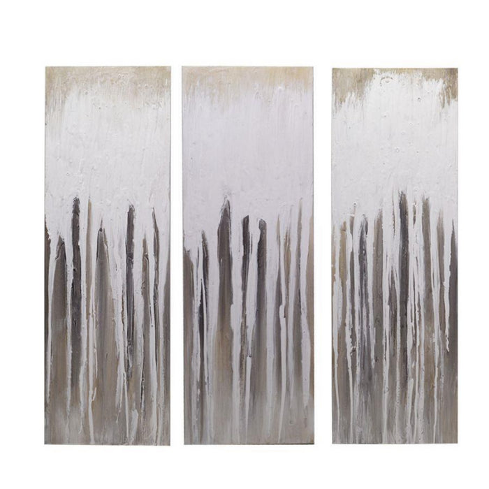 Quadro dipinto bianco marrone cm30x90x3