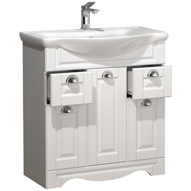 Quadro di Ezooza Set Bagno 2 Pezzi Mobile Extra Large e Lavabo , Bianco ,