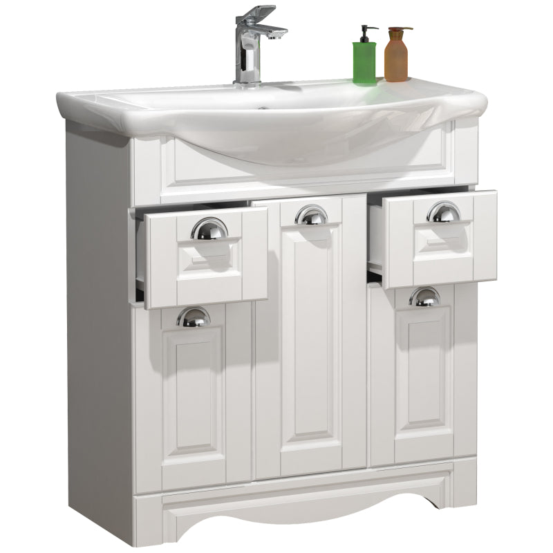 Quadro di Ezooza Set Bagno 2 Pezzi Mobile Extra Large e Lavabo , Bianco ,