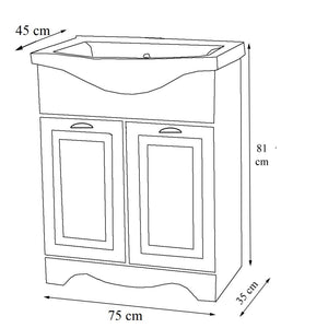 Quadro di Ezooza Set Bagno 2 Pezzi Mobile Extra Large e Lavabo , Bianco ,