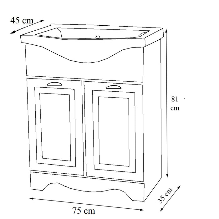 Quadro di Ezooza Set Bagno 2 Pezzi Mobile Extra Large e Lavabo , Bianco ,