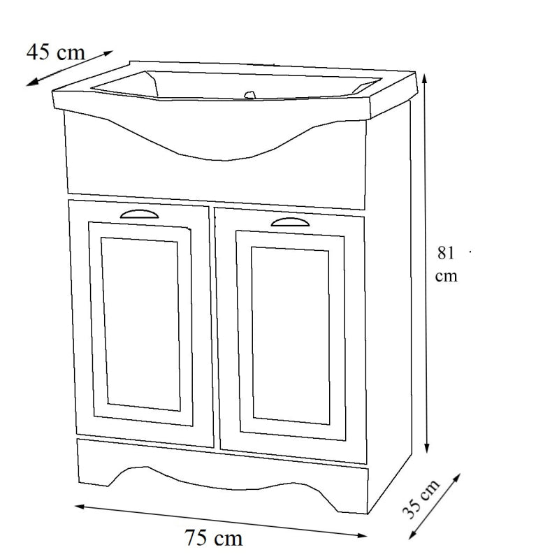 Quadro di Ezooza Set Bagno 2 Pezzi Mobile Extra Large e Lavabo , Bianco ,