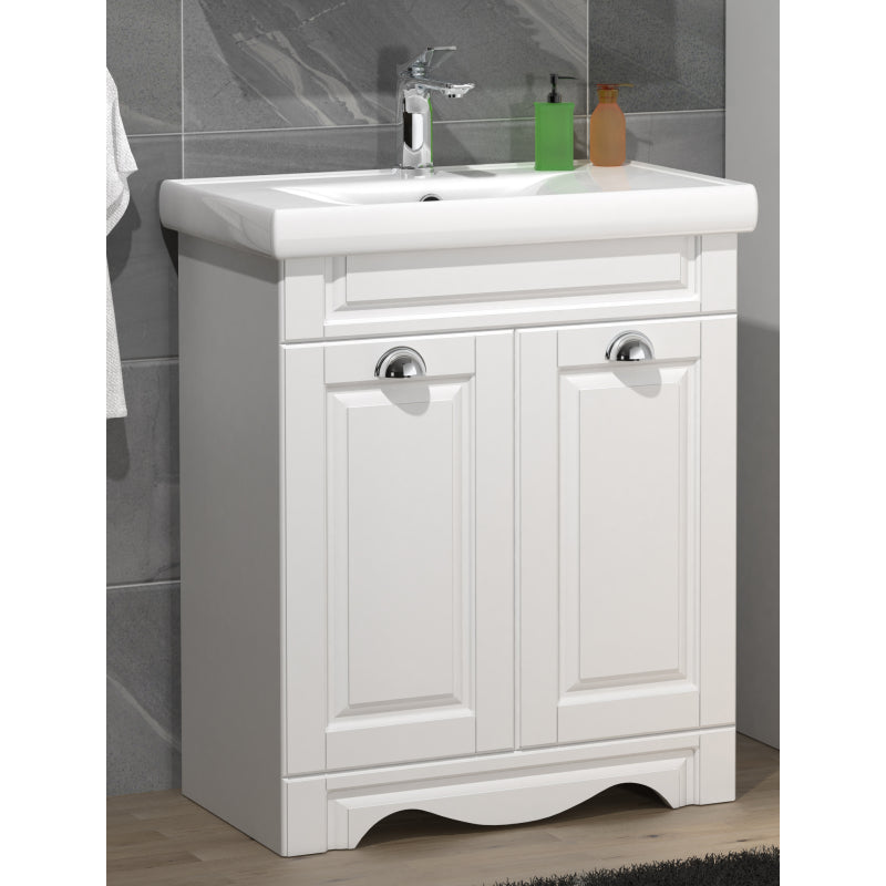 Quadro di Ezooza Set Bagno 2 Pezzi Mobile Medium e Lavabo , Bianco ,